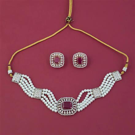 American Diamond Choker Necklace with Carat Plating