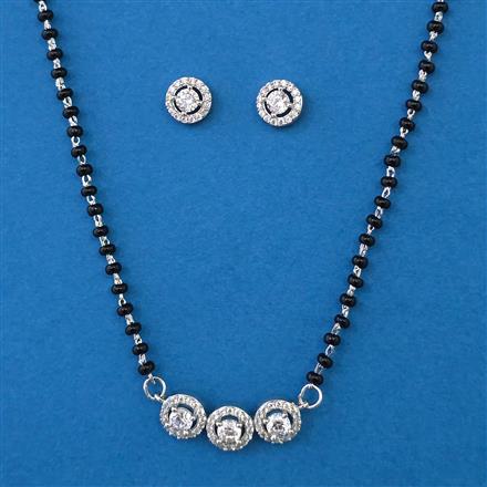 American Diamond Classic Mangalsutra with Rhodium Plating 2 Tone Plating