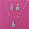 American Diamond Classic Pendant Set with Rhodium Plating