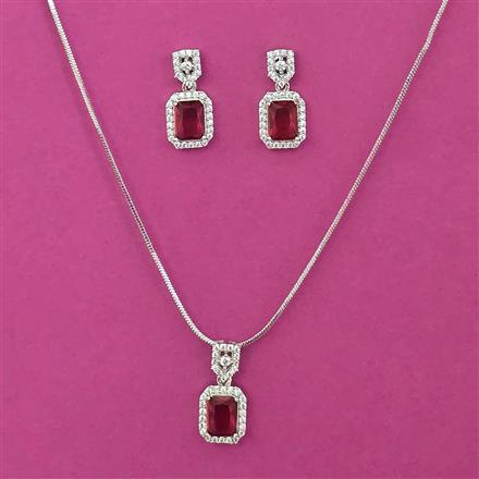 American Diamond Classic Pendant Set with Rhodium Plating