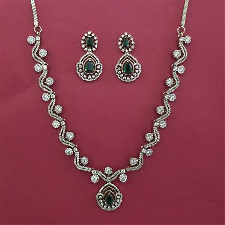 American Diamond Classic Necklace with Mehndi Plating