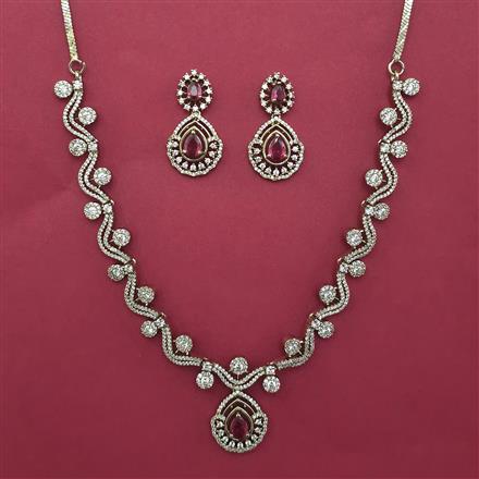 American Diamond Classic Necklace with Mehndi Plating