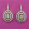 American Diamond Short Earring with Rhodium Plating 2 Tone Plating Mehndi Plating Carat Plating