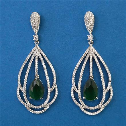 American Diamond Classic Earring with Rhodium Plating