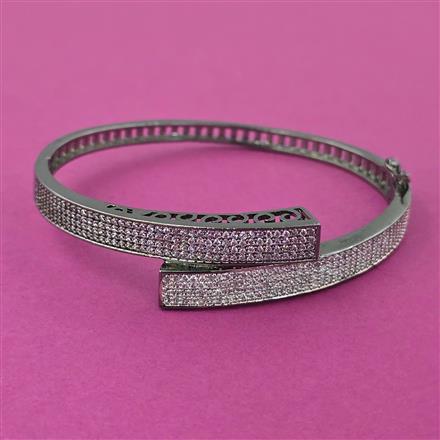 American Diamond Openable kada with Black Plating