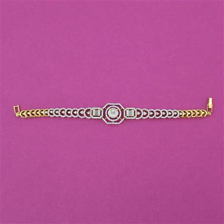 American Diamond Openable Bracelet with Rhodium Plating Mehndi Plating