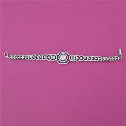 American Diamond Openable Bracelet with Rhodium Plating Mehndi Plating