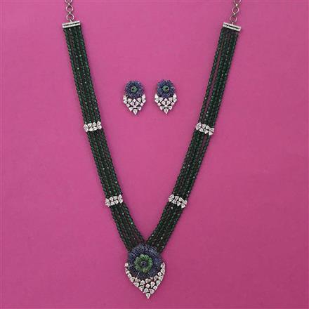 American Diamond Classic Pendant Set with Black Plating