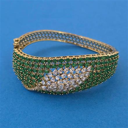 American Diamond Broad Kada with Mehndi Plating