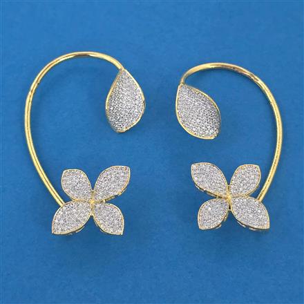 American Diamond Earcuff with Rhodium Plating 2 Tone Plating Mehndi Plating