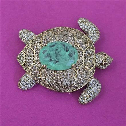 American Diamond Classic Brooch with Mehndi Plating