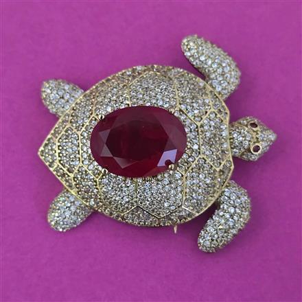 American Diamond Classic Brooch with Mehndi Plating