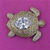 American Diamond Classic Brooch with Mehndi Plating