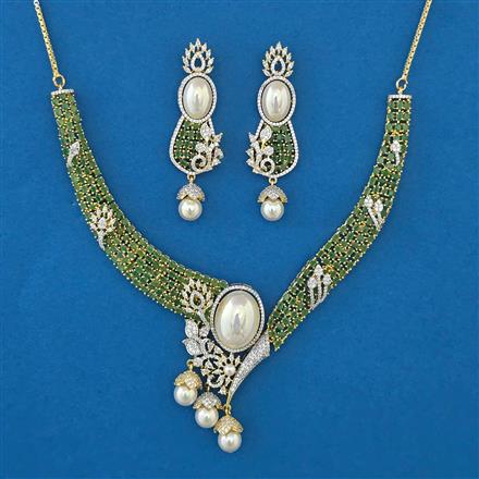 American Diamond Classic Necklace with 2 Tone Plating