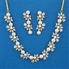 American Diamond Pearl Necklace with Rhodium Plating 2 Tone Plating