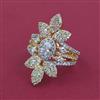 American Diamond Adjustable Ring with Rhodium Plating 2 Tone Plating Mehndi Plating