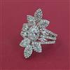 American Diamond Adjustable Ring with Rhodium Plating 2 Tone Plating Mehndi Plating