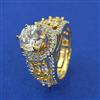American Diamond Adjustable Ring with Rhodium Plating 2 Tone Plating Mehndi Plating