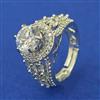 American Diamond Adjustable Ring with Rhodium Plating 2 Tone Plating Mehndi Plating