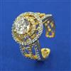 American Diamond Adjustable Ring with Rhodium Plating 2 Tone Plating Mehndi Plating