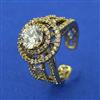 American Diamond Adjustable Ring with Rhodium Plating 2 Tone Plating Mehndi Plating