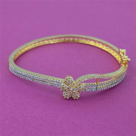 American Diamond Openable kada with Rhodium Plating 2 Tone Plating Mehndi Plating
