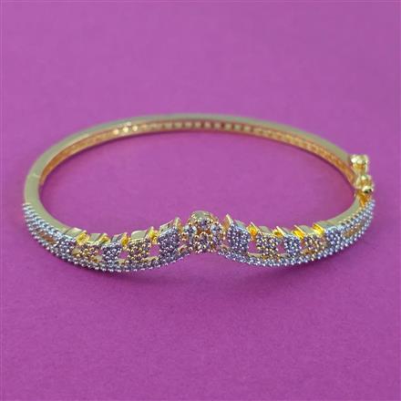 American Diamond Openable kada with Rhodium Plating 2 Tone Plating Mehndi Plating