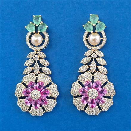 American Diamond Pearl Earring with Carat Plating
