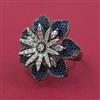 American Diamond Adjustable Ring with Black Plating