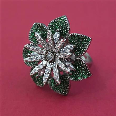 American Diamond Adjustable Ring with Black Plating