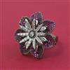 American Diamond Adjustable Ring with Black Plating