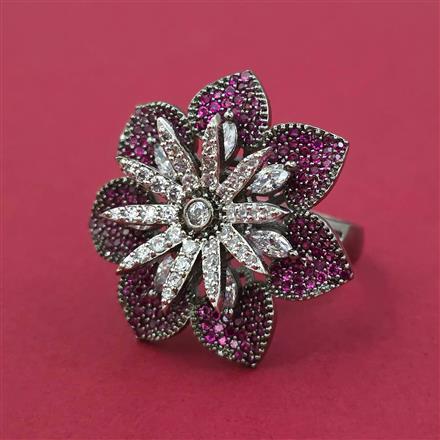 American Diamond Adjustable Ring with Black Plating