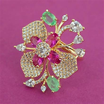 American Diamond Adjustable Ring with Carat Plating