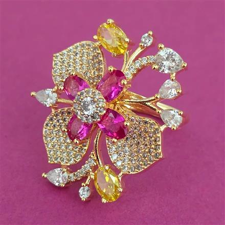 American Diamond Adjustable Ring with Carat Plating