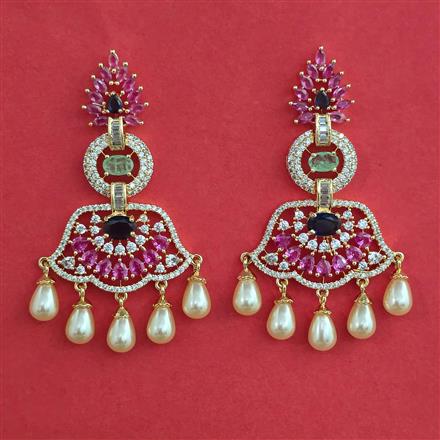 American Diamond Pearl Earring with Carat Plating