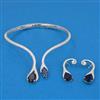 American Diamond Hasli Necklace with Rhodium Plating
