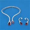 American Diamond Hasli Necklace with Rhodium Plating