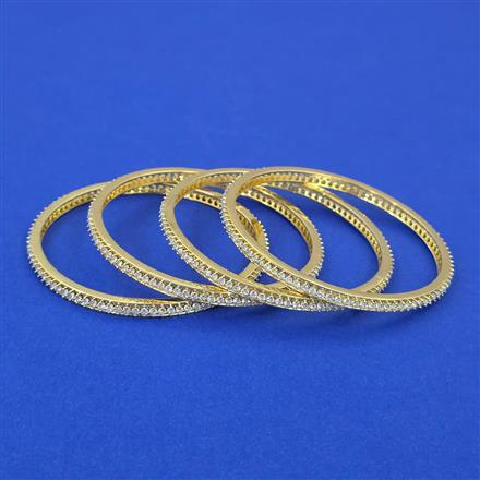 American Diamond 4 Pc Delicate Bangles with 2 Tone Plating