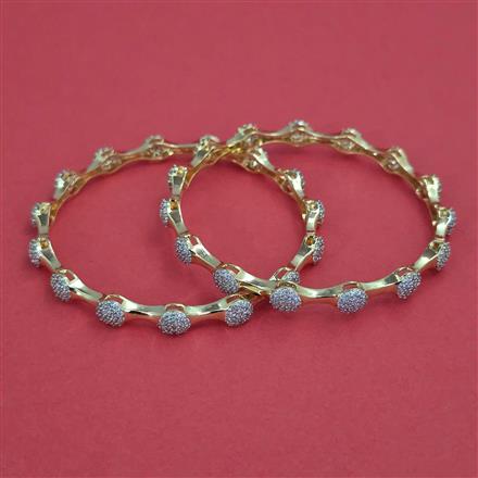 American Diamond 2 Pc Classic Bangles with 2 Tone Plating