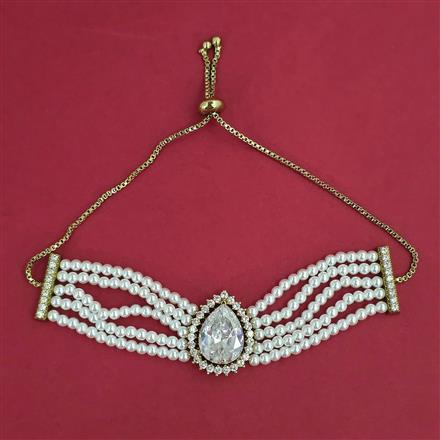 American Diamond Adjustable Bracelet with Mehndi Plating