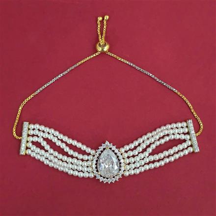 American Diamond Adjustable Bracelet with 2 Tone Plating