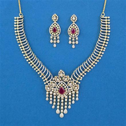 American Diamond Classic Necklace with 2 Tone Plating