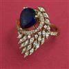 American Diamond Adjustable Ring with Mehndi Plating