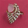 American Diamond Adjustable Ring with Mehndi Plating