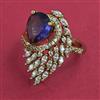 American Diamond Adjustable Ring with Mehndi Plating