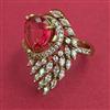 American Diamond Adjustable Ring with Mehndi Plating
