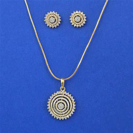 American Diamond Classic Pendant Set with 2 Tone Plating