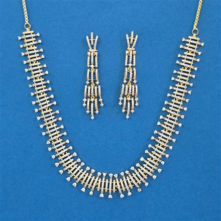 American Diamond Classic Necklace with Rhodium Plating 2 Tone Plating