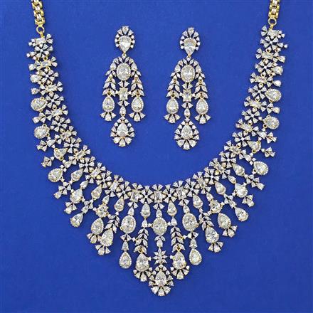 American Diamond Classic Necklace with Rhodium Plating 2 Tone Plating