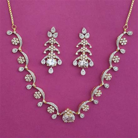 American Diamond Delicate Necklace with 2 Tone Plating